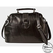 Женская кожаная сумка-саквояж “Симона XL“ (чёрная) фото