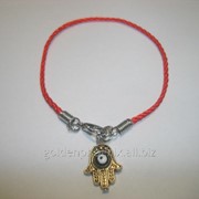 Красная нить Каббала с оберегом Хамса с серебряным - синим глазиком 159262177 фото
