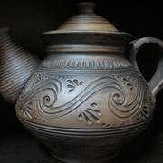 Глиняный чайник с декором 0,5л. фото
