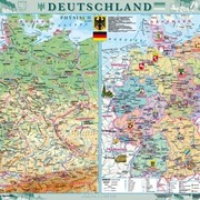 Deutschland. Фізична карта. Політико-адміністративна карта, м-б 1:1 000 000 фото