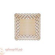 Магнит деревянный “Квадрат резной“, 95*95 мм. фото