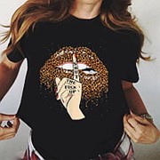 Женская футболка с леопардовым принтом губы