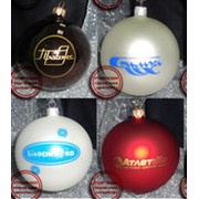 Изготовление новогодних шаров и других игрушек с логотипом заказчика фото