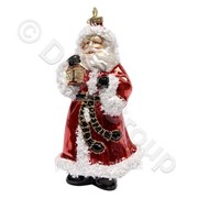 Декорация Дед Мороз в белом с фонарем 46см