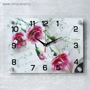 Часы настенные «Розовые гвоздики», 25 × 35 см фотография