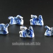 Фарфоровая фигурка / Драконы A / Набор 5 шт / 5 вид / 4,5 см / Синие n08115 фото