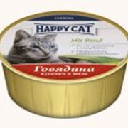 Хеппи Кет - Консервы для кошек Кусочки говядины в желе фото