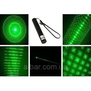 Лазерная указка 5 в 1 зеленый луч + насадки Laser фото