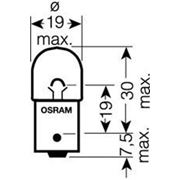Лампа вспомогательного освещения R5W 12V 5W ВА15s (2 шт) blister (пр-во OSRAM) фото