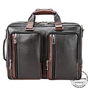 Кожаная мужская сумка-рюкзак “Форд“ (черная с коричневым) фотография