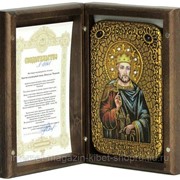 Подарочная икона Святой Благоверный князь Вячеслав Чешский на мореном дубе фотография