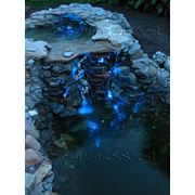 Создание систем декоративного освещения ландшафта. Ночная LED подсветка сада и водных источников. Звук в саду фото
