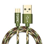 Дата-кабель TOPK USB 2.0 AM/ Micro USB 5V/ 2.1A Зеленый фото