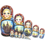 Матрёшка “Виды Санкт-Петербурга“ (15 мест, 33 см) фото