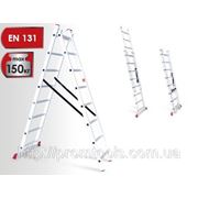Лестница алюминиевая 2-х секционная универсальная раскладная Intertool LT-0206 фотография