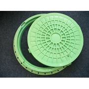 Люк канализационный пластиковый лёгкий зелёный (тип Л) 1,5 т с замком диаметр 610мм фотография