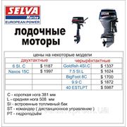 Цены на лодочные моторы Selva (Сельва) 2012 год.