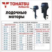 Цены на лодочные моторы Tohatsu (Тохатсу) 2012 год.