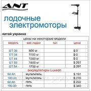 Цены на лодочные моторы ANT 2012 год фотография