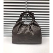 Женская сумка с твердыми круглыми ручками 25 х 35 см темно-серая фотография