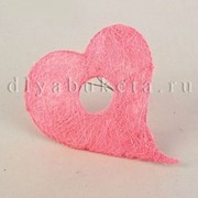 Каркас для букета Сердце сизаль 28 см розовый