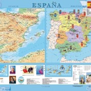 España. Фізична карта. Політико-адміністративна карта, м-б 1:1 600 000 фотография