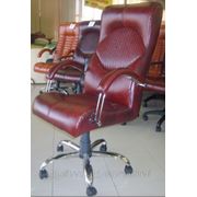 Кресло Гермес, кожа люкс, цвет бордовый, Germes Steel chrome. фото