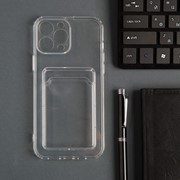 Чехол iBox Crystal для iPhone 13 Pro Max, с отсеком под карты, силиконовый, прозрачный фото