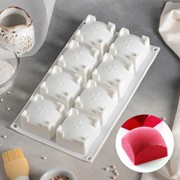 Форма для муссовых десертов и выпечки Доляна «Квадро», 29,5×17 см, 8 ячеек (6×6×4 см), цвет белый фотография