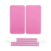 Наклейка карбон для iPhone 5 на переднюю, заднюю и боковые части (розовая)