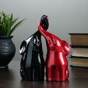 Фигура “Пара слонов“ черный + бордовый глянец 7х12х16см фото