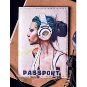 Обложка на паспорт "Девушка в наушниках"