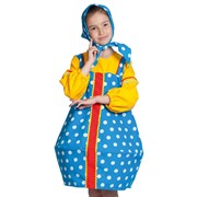 Карнавальный костюм для детей Карнавалофф Матрешка голубая текстиль детский, M (128-134 см)