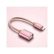 Micro USB OTG кабель TOPK 15см. Розовый фото