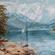 Гобелен с пейзажем Парусник среди гор фотография