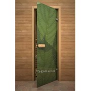 Дверь Арт серия с полноцветным рисунком ГлассДжет Листья зелень фото