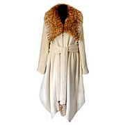 Кашемировое пальто с мехом рыси
