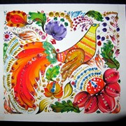 Петриковская роспись “Птица в цветах“ фото