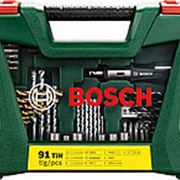 Набор сверл и насадок-бит Bosch V-Line Titanium с отверткой с трещоткой из 91 шт (2.607.017.195) фотография