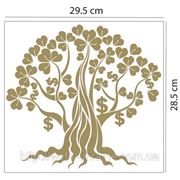Наклейка Дерево богатства с листьями клевера