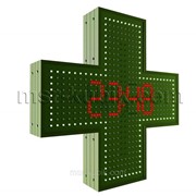 Аптечный крест 600х600 светодиодный с часами односторонний
