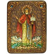Олд Модерн Даниил Московский, святой благоверный князь, копия писанной иконы ручной работы под старину Высота иконы 15 см фотография