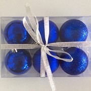Набор елочных шаров “Шелк, бархат, люрекс“, 6 шт, 6 см, синие, (MILAND) фото