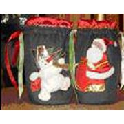 Новогодний мешок для подарков ’Снеговик’ ’Дед Мороз’ фото