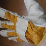 Перчатки комбинированные утепленные кожаные фото