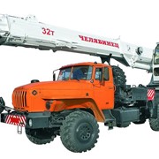 Кран автомобильный КС-55733 Челябинск Урал-5557-80М, 32 тонны, стрела 26,7 метра фотография