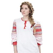 Женская русская народная рубаха под сарафан “Утренняя свежесть“ фото