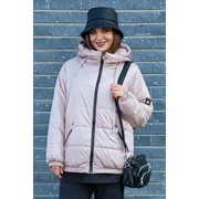 Куртка стеганная больших размеров с капюшоном розовая L 6314 р. 56-60 фото