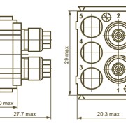 Розетка РПН23-5Г2 -соединители электрические ручного сочленения (расчленения) общего назначения низкочастотные и радиочастотные прямоугольные объёмного монтажа врубные нормальных габаритных размеров