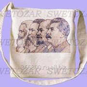 Сумка ПЛАНШЕТ Ленин & Сталин изо льна с машинной вышивкой, модель 0431-LW